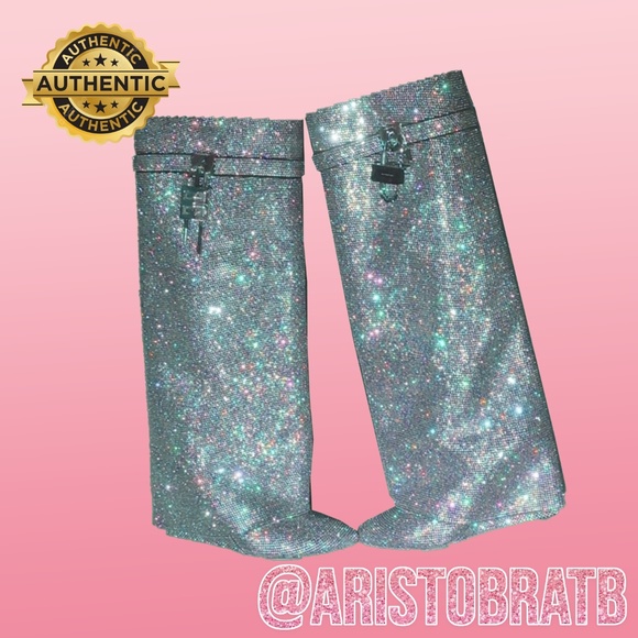 Givenchy crystal Shark Lock boots wide fit in strass - Picture 2 of 4